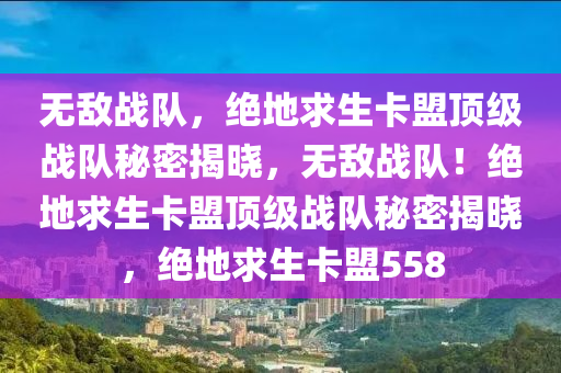 无敌战队，绝地求生卡盟顶级战队秘密揭晓，无敌战队！绝地求生卡盟顶级战队秘密揭晓，绝地求生卡盟558
