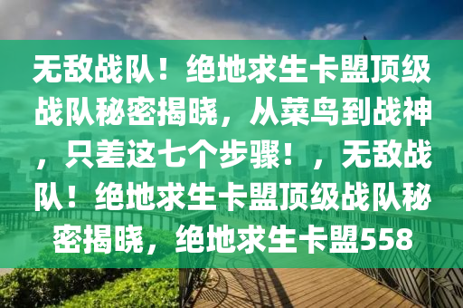 无敌战队！绝地求生卡盟顶级战队秘密揭晓，从菜鸟到战神，只差这七个步骤！，无敌战队！绝地求生卡盟顶级战队秘密揭晓，绝地求生卡盟558