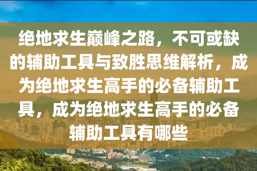 绝地求生巅峰之路，不可或缺的辅助工具与致胜思维解析，成为绝地求生高手的必备辅助工具，成为绝地求生高手的必备辅助工具有哪些