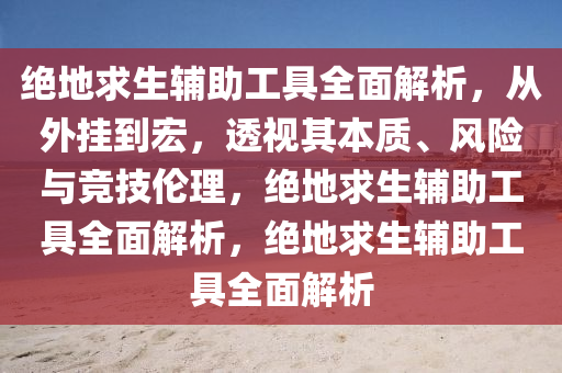 绝地求生辅助工具全面解析，从外挂到宏，透视其本质、风险与竞技伦理，绝地求生辅助工具全面解析，绝地求生辅助工具全面解析