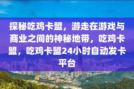 探秘吃鸡卡盟，游走在游戏与商业之间的神秘地带，吃鸡卡盟，吃鸡卡盟24小时自动发卡平台