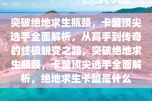 突破绝地求生瓶颈，卡盟顶尖选手全面解析，从高手到传奇的终极蜕变之路，突破绝地求生瓶颈，卡盟顶尖选手全面解析，绝地求生卡盟是什么