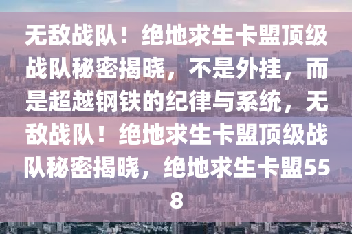 无敌战队！绝地求生卡盟顶级战队秘密揭晓，不是外挂，而是超越钢铁的纪律与系统，无敌战队！绝地求生卡盟顶级战队秘密揭晓，绝地求生卡盟558