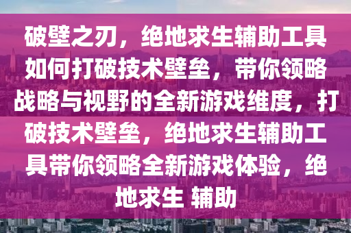 破壁之刃,绝地求生辅助工具如何打破技术壁垒,带你领略战略与视野的全新游戏维度,打破技术壁垒,绝地求生辅助工具带你领略全新游戏体验,绝地求生 辅助