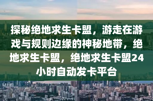 探秘绝地求生卡盟，游走在游戏与规则边缘的神秘地带，绝地求生卡盟，绝地求生卡盟24小时自动发卡平台