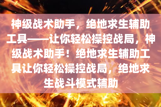 神级战术助手，绝地求生辅助工具——让你轻松操控战局，神级战术助手！绝地求生辅助工具让你轻松操控战局，绝地求生战斗模式辅助