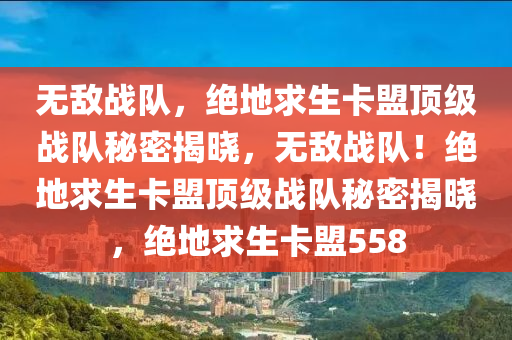 无敌战队，绝地求生卡盟顶级战队秘密揭晓，无敌战队！绝地求生卡盟顶级战队秘密揭晓，绝地求生卡盟558