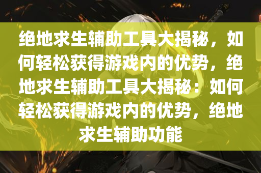 绝地求生辅助工具大揭秘，如何轻松获得游戏内的优势，绝地求生辅助工具大揭秘：如何轻松获得游戏内的优势，绝地求生辅助功能