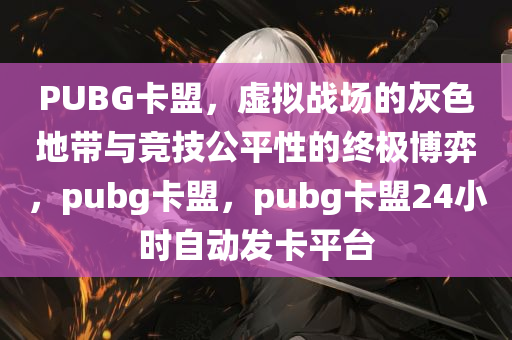 PUBG卡盟，虚拟战场的灰色地带与竞技公平性的终极博弈，pubg卡盟，pubg卡盟24小时自动发卡平台
