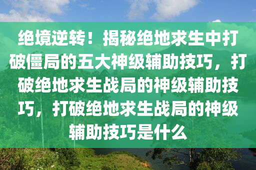 绝境逆转！揭秘绝地求生中打破僵局的五大神级辅助技巧，打破绝地求生战局的神级辅助技巧，打破绝地求生战局的神级辅助技巧是什么