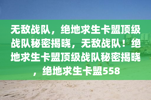 无敌战队，绝地求生卡盟顶级战队秘密揭晓，无敌战队！绝地求生卡盟顶级战队秘密揭晓，绝地求生卡盟558