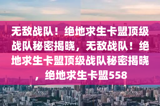 无敌战队！绝地求生卡盟顶级战队秘密揭晓，无敌战队！绝地求生卡盟顶级战队秘密揭晓，绝地求生卡盟558
