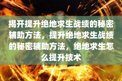 揭开提升绝地求生战绩的秘密辅助方法，提升绝地求生战绩的秘密辅助方法，绝地求生怎么提升技术