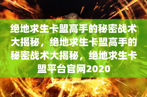 绝地求生卡盟高手的秘密战术大揭秘，绝地求生卡盟高手的秘密战术大揭秘，绝地求生卡盟平台官网2020