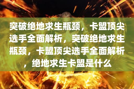 突破绝地求生瓶颈，卡盟顶尖选手全面解析，突破绝地求生瓶颈，卡盟顶尖选手全面解析，绝地求生卡盟是什么