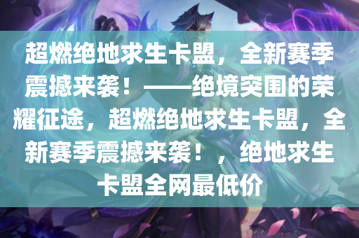 超燃绝地求生卡盟，全新赛季震撼来袭！——绝境突围的荣耀征途，超燃绝地求生卡盟，全新赛季震撼来袭！，绝地求生卡盟全网最低价