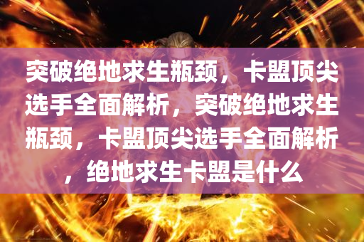 突破绝地求生瓶颈，卡盟顶尖选手全面解析，突破绝地求生瓶颈，卡盟顶尖选手全面解析，绝地求生卡盟是什么