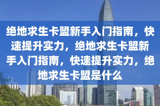 绝地求生卡盟新手入门指南，快速提升实力，绝地求生卡盟新手入门指南，快速提升实力，绝地求生卡盟是什么