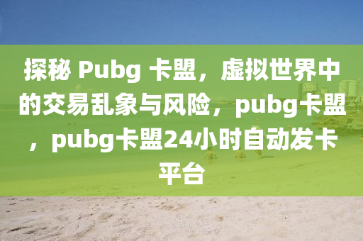 探秘 Pubg 卡盟，虚拟世界中的交易乱象与风险，pubg卡盟，pubg卡盟24小时自动发卡平台