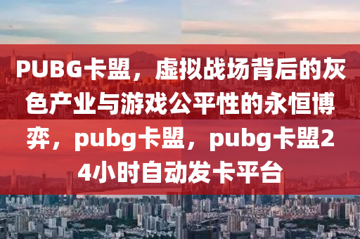 PUBG卡盟，虚拟战场背后的灰色产业与游戏公平性的永恒博弈，pubg卡盟，pubg卡盟24小时自动发卡平台