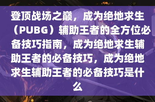 登顶战场之巅,成为绝地求生(PUBG)辅助王者的全方位必备技巧指南,成为绝地求生辅助王者的必备技巧,成为绝地求生辅助王者的必备技巧是什么