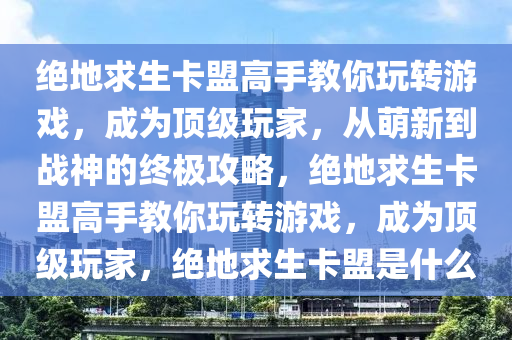 绝地求生卡盟高手教你玩转游戏,成为顶级玩家,从萌新到战神的终极攻略,绝地求生卡盟高手教你玩转游戏,成为顶级玩家,绝地求生卡盟是什么