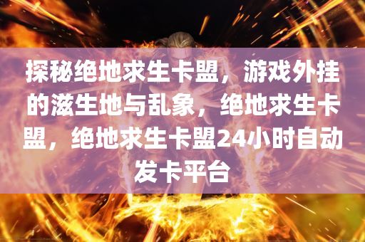 探秘绝地求生卡盟，游戏外挂的滋生地与乱象，绝地求生卡盟，绝地求生卡盟24小时自动发卡平台