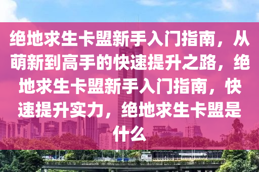 绝地求生卡盟新手入门指南，从萌新到高手的快速提升之路，绝地求生卡盟新手入门指南，快速提升实力，绝地求生卡盟是什么