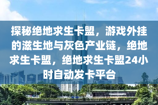 探秘绝地求生卡盟，游戏外挂的滋生地与灰色产业链，绝地求生卡盟，绝地求生卡盟24小时自动发卡平台