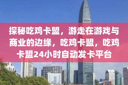 探秘吃鸡卡盟，游走在游戏与商业的边缘，吃鸡卡盟，吃鸡卡盟24小时自动发卡平台
