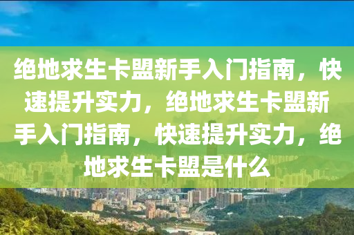 绝地求生卡盟新手入门指南，快速提升实力，绝地求生卡盟新手入门指南，快速提升实力，绝地求生卡盟是什么