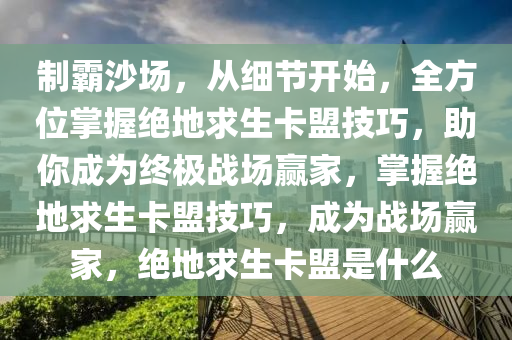 制霸沙场，从细节开始，全方位掌握绝地求生卡盟技巧，助你成为终极战场赢家，掌握绝地求生卡盟技巧，成为战场赢家，绝地求生卡盟是什么