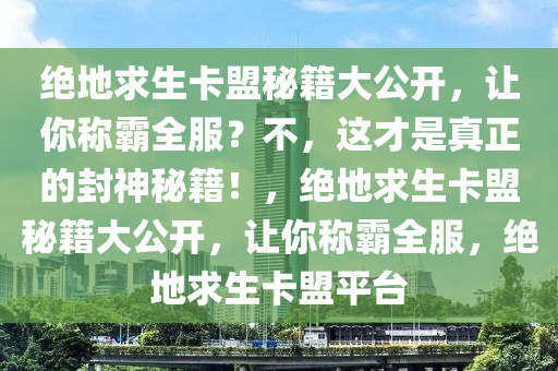 绝地求生卡盟秘籍大公开，让你称霸全服？不，这才是真正的封神秘籍！，绝地求生卡盟秘籍大公开，让你称霸全服，绝地求生卡盟平台
