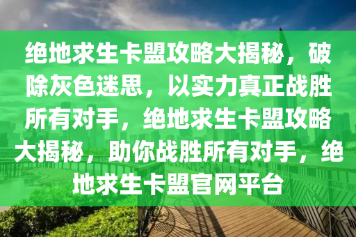 绝地求生卡盟攻略大揭秘，破除灰色迷思，以实力真正战胜所有对手，绝地求生卡盟攻略大揭秘，助你战胜所有对手，绝地求生卡盟官网平台
