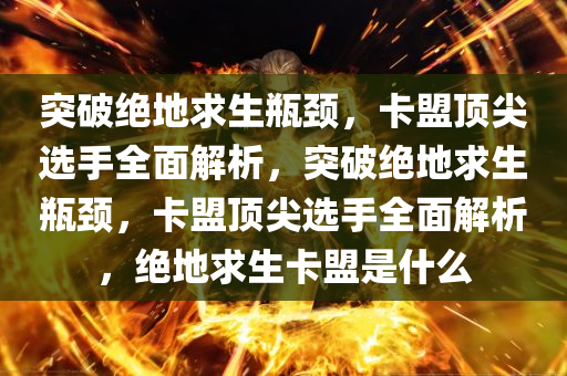 突破绝地求生瓶颈，卡盟顶尖选手全面解析，突破绝地求生瓶颈，卡盟顶尖选手全面解析，绝地求生卡盟是什么