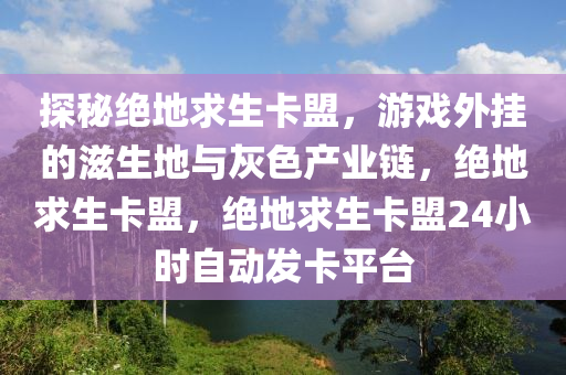 探秘绝地求生卡盟，游戏外挂的滋生地与灰色产业链，绝地求生卡盟，绝地求生卡盟24小时自动发卡平台