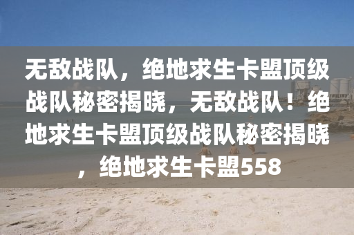 无敌战队，绝地求生卡盟顶级战队秘密揭晓，无敌战队！绝地求生卡盟顶级战队秘密揭晓，绝地求生卡盟558