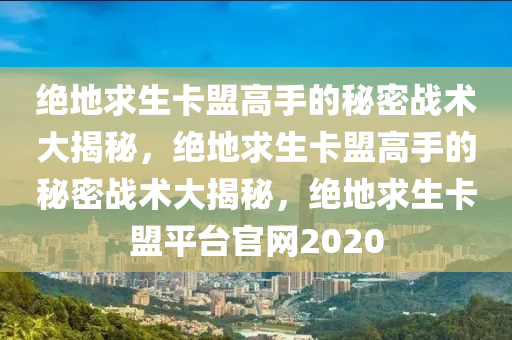 绝地求生卡盟高手的秘密战术大揭秘，绝地求生卡盟高手的秘密战术大揭秘，绝地求生卡盟平台官网2020