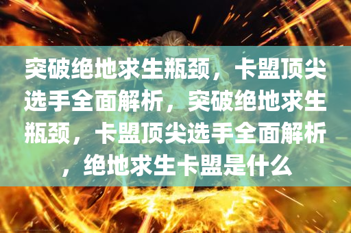 突破绝地求生瓶颈，卡盟顶尖选手全面解析，突破绝地求生瓶颈，卡盟顶尖选手全面解析，绝地求生卡盟是什么