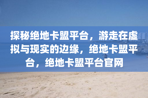 探秘绝地卡盟平台，游走在虚拟与现实的边缘，绝地卡盟平台，绝地卡盟平台官网