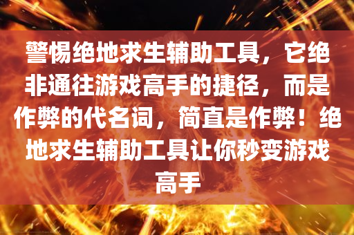 警惕绝地求生辅助工具，它绝非通往游戏高手的捷径，而是作弊的代名词，简直是作弊！绝地求生辅助工具让你秒变游戏高手