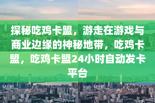 探秘吃鸡卡盟，游走在游戏与商业边缘的神秘地带，吃鸡卡盟，吃鸡卡盟24小时自动发卡平台