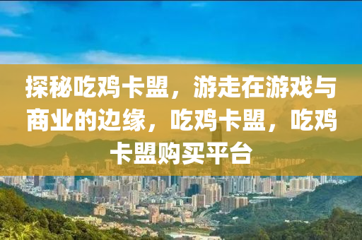 探秘吃鸡卡盟，游走在游戏与商业的边缘，吃鸡卡盟，吃鸡卡盟购买平台