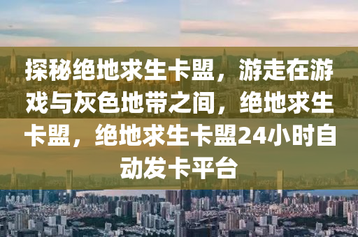 探秘绝地求生卡盟，游走在游戏与灰色地带之间，绝地求生卡盟，绝地求生卡盟24小时自动发卡平台