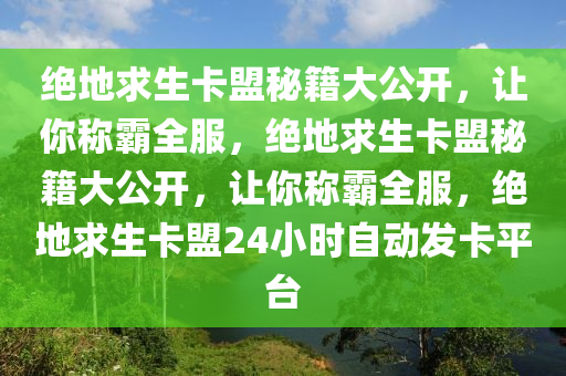 绝地求生卡盟秘籍大公开，让你称霸全服，绝地求生卡盟秘籍大公开，让你称霸全服，绝地求生卡盟24小时自动发卡平台