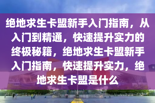 绝地求生卡盟新手入门指南，从入门到精通，快速提升实力的终极秘籍，绝地求生卡盟新手入门指南，快速提升实力，绝地求生卡盟是什么