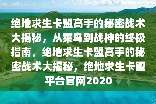 绝地求生卡盟高手的秘密战术大揭秘，从菜鸟到战神的终极指南，绝地求生卡盟高手的秘密战术大揭秘，绝地求生卡盟平台官网2020