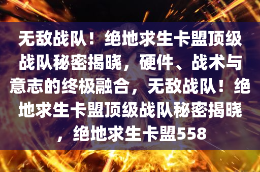 无敌战队！绝地求生卡盟顶级战队秘密揭晓，硬件、战术与意志的终极融合，无敌战队！绝地求生卡盟顶级战队秘密揭晓，绝地求生卡盟558