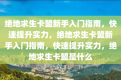 绝地求生卡盟新手入门指南，快速提升实力，绝地求生卡盟新手入门指南，快速提升实力，绝地求生卡盟是什么