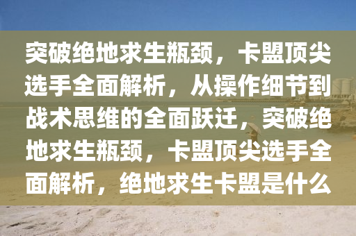 突破绝地求生瓶颈，卡盟顶尖选手全面解析，从操作细节到战术思维的全面跃迁，突破绝地求生瓶颈，卡盟顶尖选手全面解析，绝地求生卡盟是什么